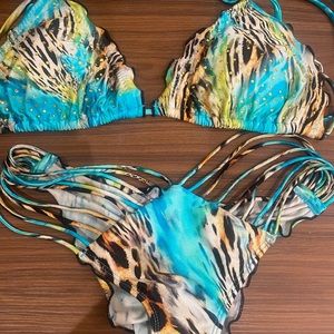 Luli Fama Bikini Set L sparkling animal print